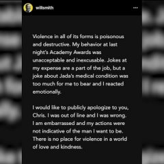 Will Smith apologises to Chris Rock after Oscars slap